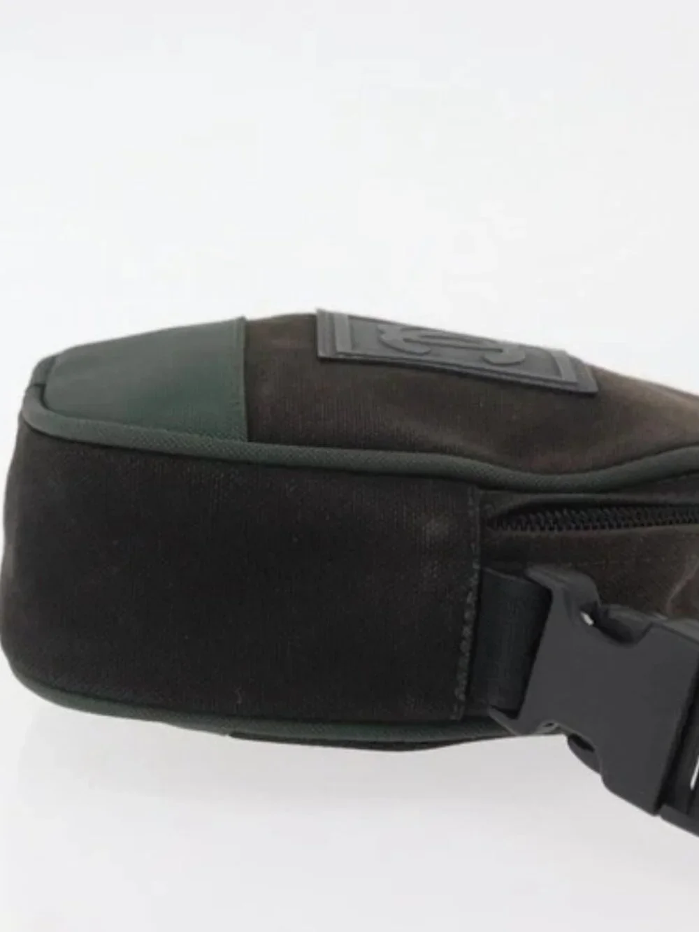 CHANEL Sports Line Shoulder Bag Canvas Green CC Auth BA11975